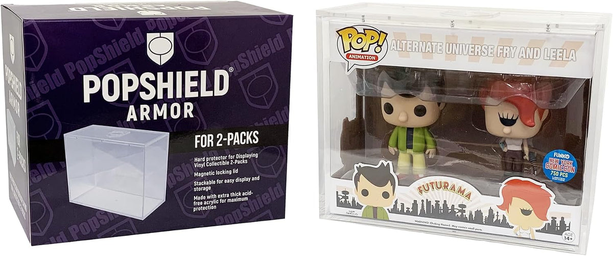 PopShield Armor - Funko POP! Hard Protectors 4 Inch - For 2-Pack Figure Sets- Acrylic (Clear)
